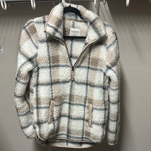 Sherpa Plaid Pullover Jacket
